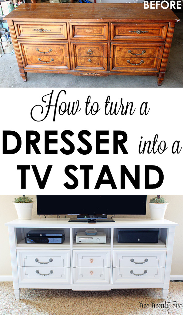 How to Turn a Dresser Into a TV Stand {DIY} - Two Twenty One