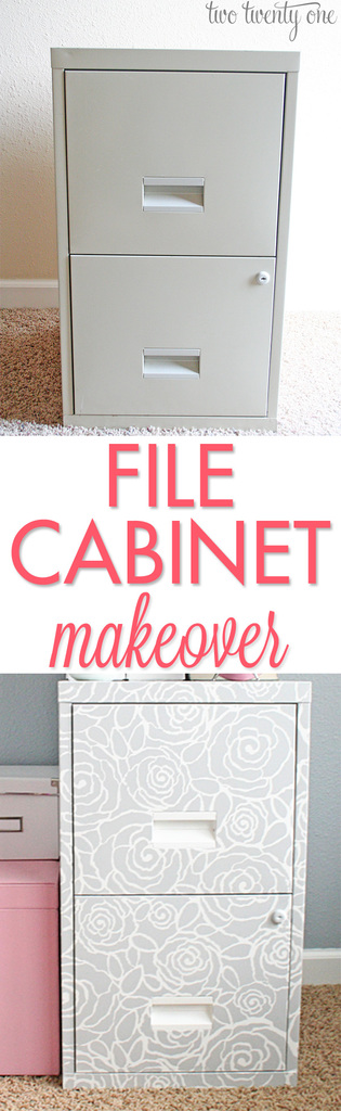 Drab to fab!  File cabinet makeover!