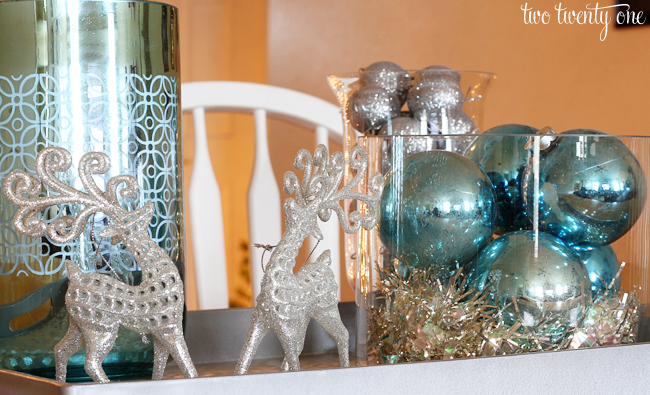 blue and silver centerpiece