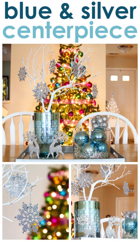 Blue & silver Christmas centerpiece