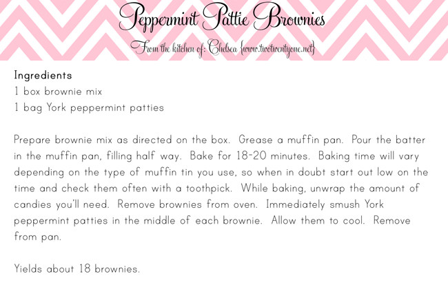 peppermint pattie brownie recipe card