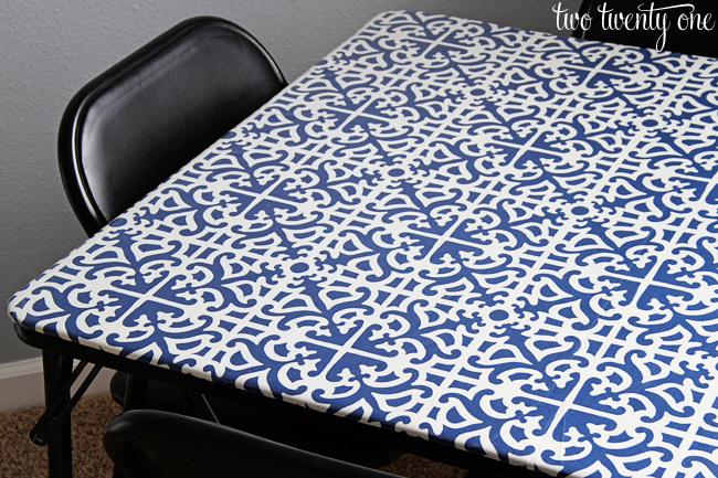 card table makeover with fabric