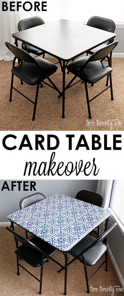 Easy and inexpensive card table makeover!