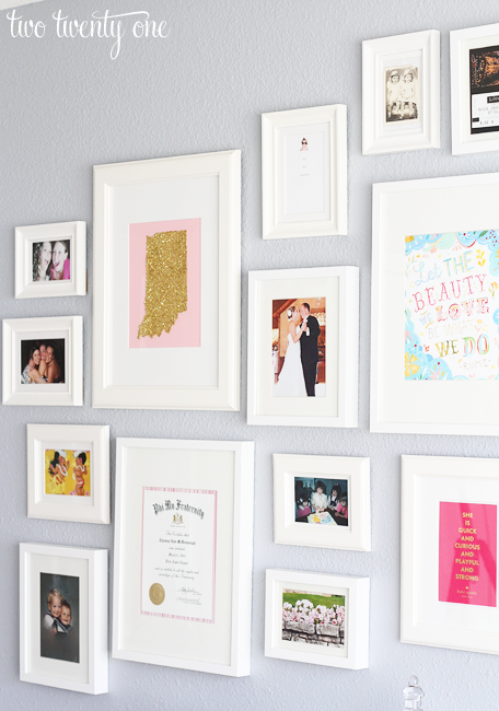 gallery wall with ikea picture frames