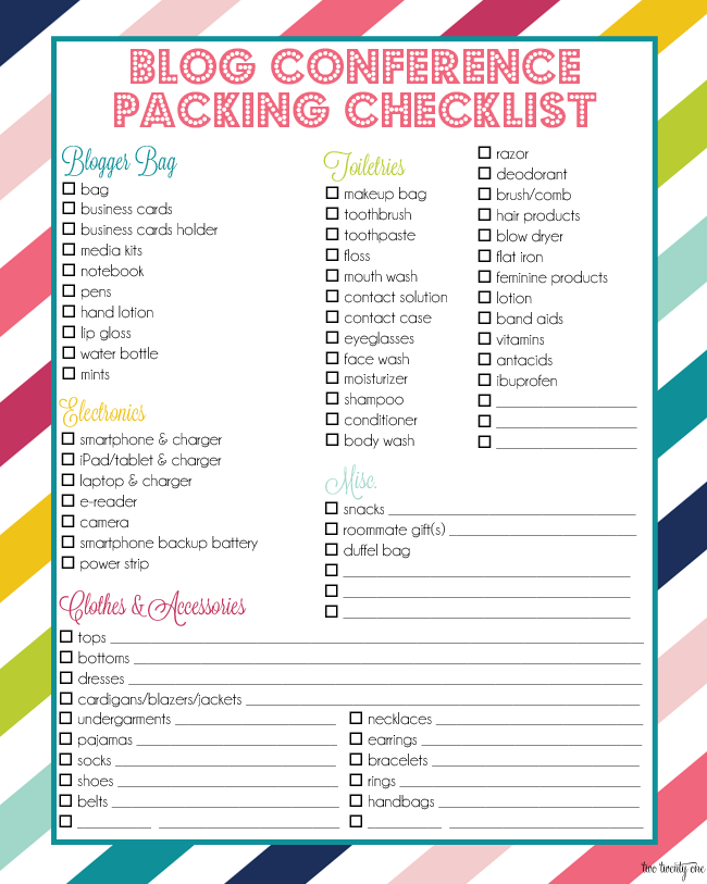 blog conference packing checklist