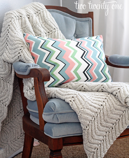 chair with chevron pillow