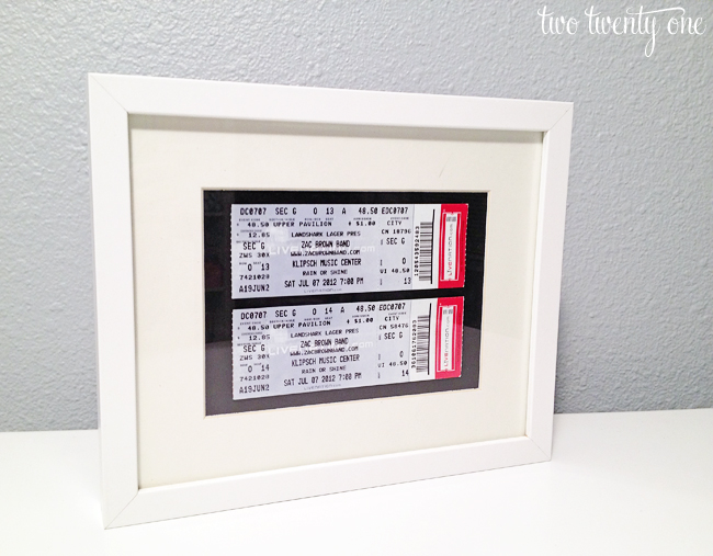 framed concert tickets