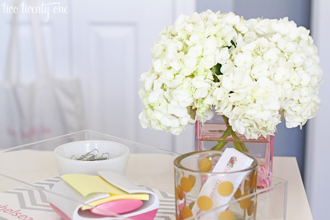 home office hydrangeas