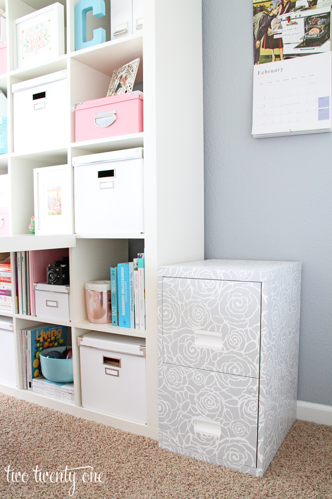 stenciled file cabinet