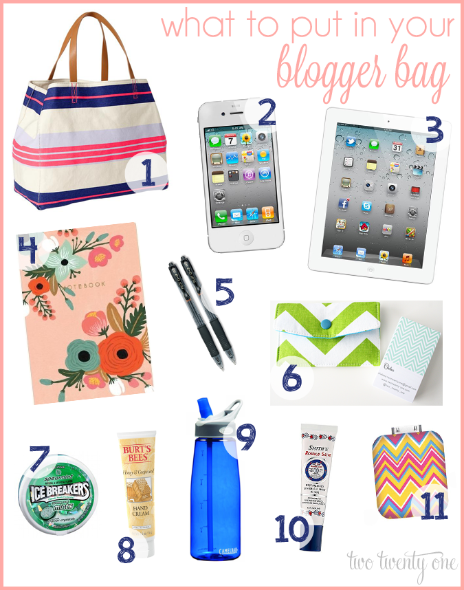 what to put in your blogger bag