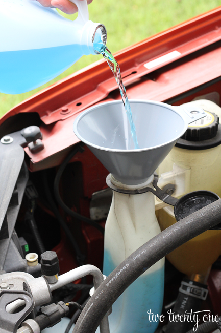 a long tube rather than a funnel to add windshield washer fluid