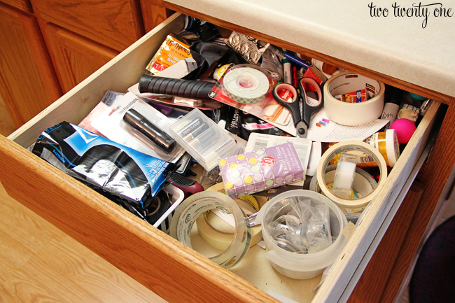 messy junk drawer