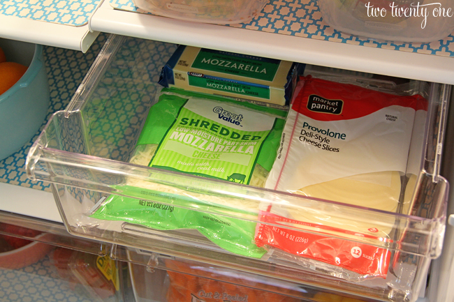 organized meat and cheese drawer