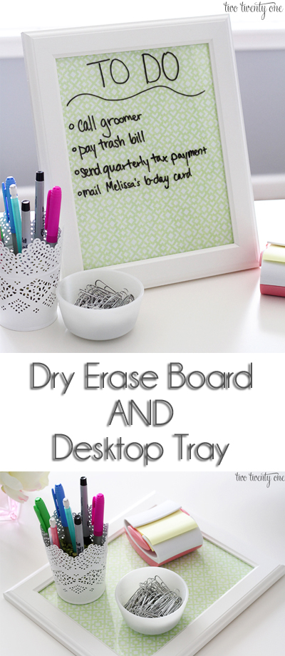 dry erase board and desktop tray