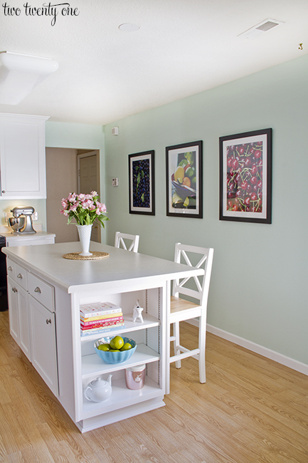 kitchen island with bookcase