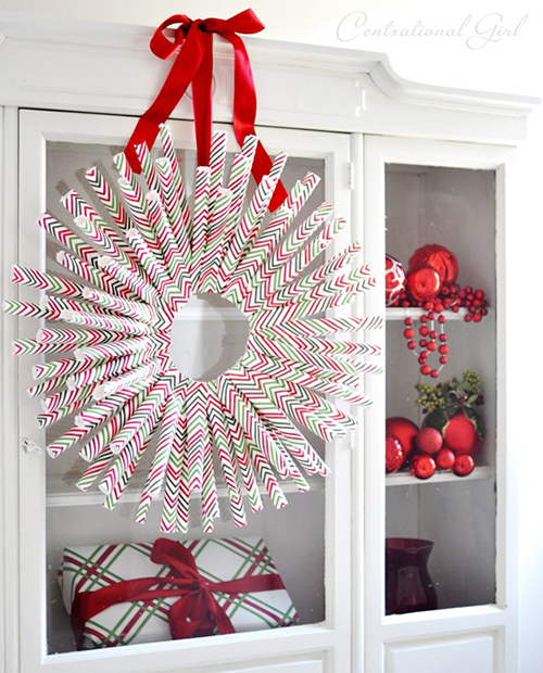 wrapping paper wreath by Centsational Girl