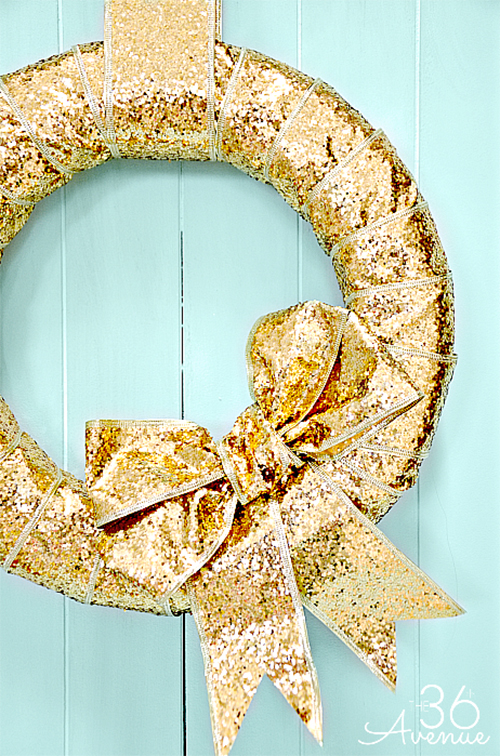 gold ribbon wreath by The 36th Avenue