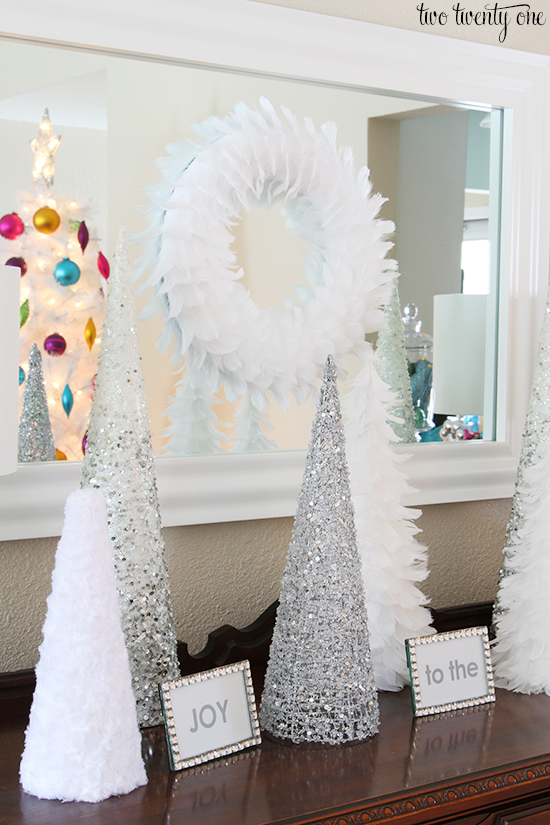 antique buffet decorated for christmas