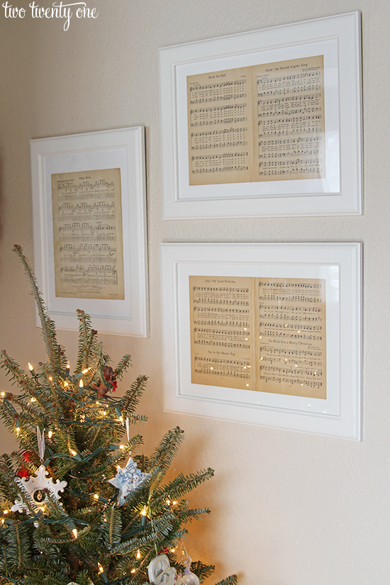 Framed vintage Christmas sheet music