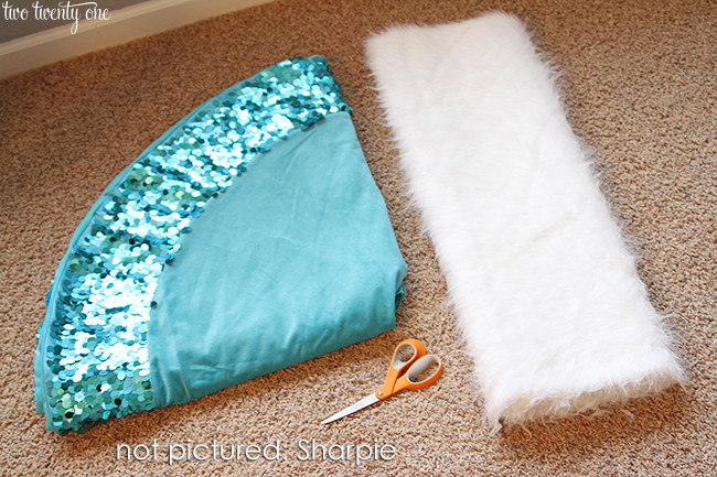 white fur tree skirt supplies