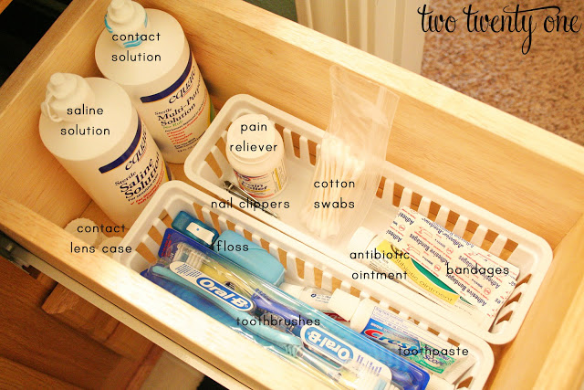 oranized guest bathroom drawers