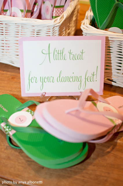 Wedding reception flip flop basket!