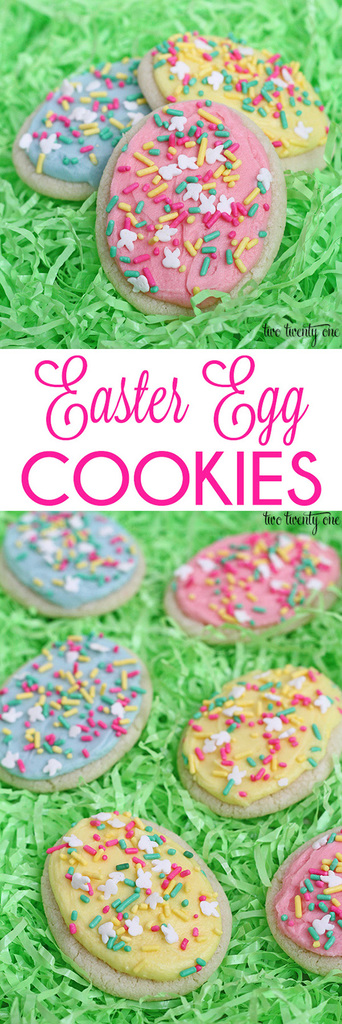 Easter Egg Cookies! Taste like Lofthouse cookies and so easy to make! No rolling or cutting needed! 