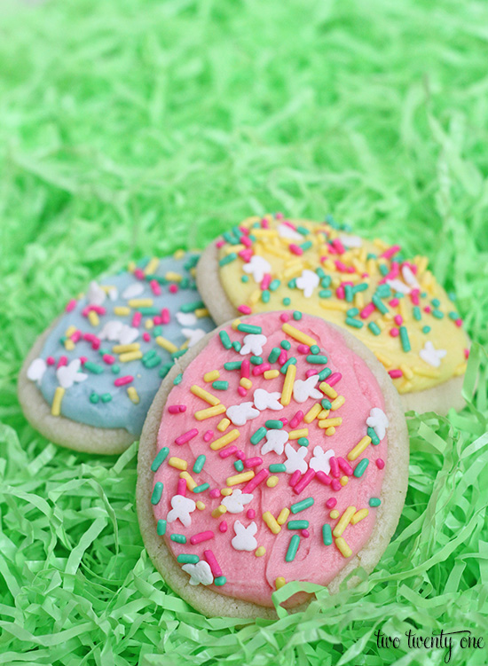 Easter Egg Cookies! Taste like Lofthouse cookies and so easy to make! No rolling or cutting needed!