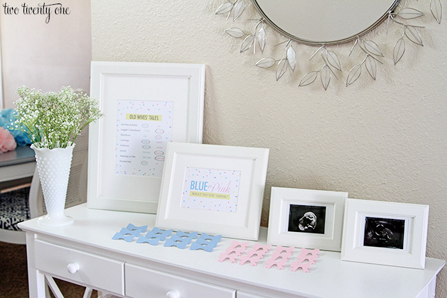 gender reveal party welcome table