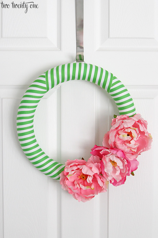 green and pink summer wreath