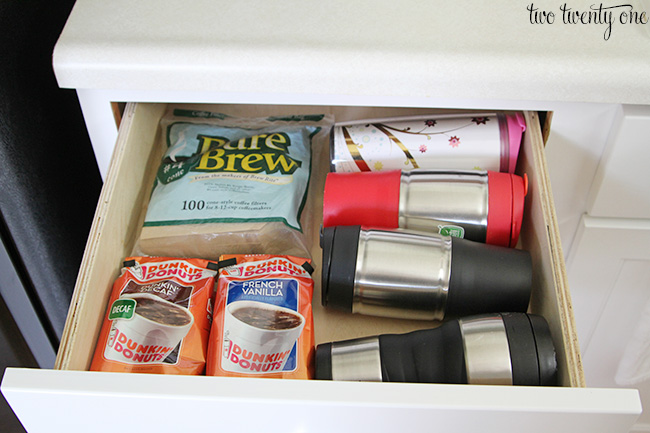 organized coffee drawer