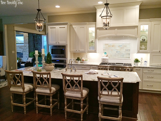 white kitchen with dark accents