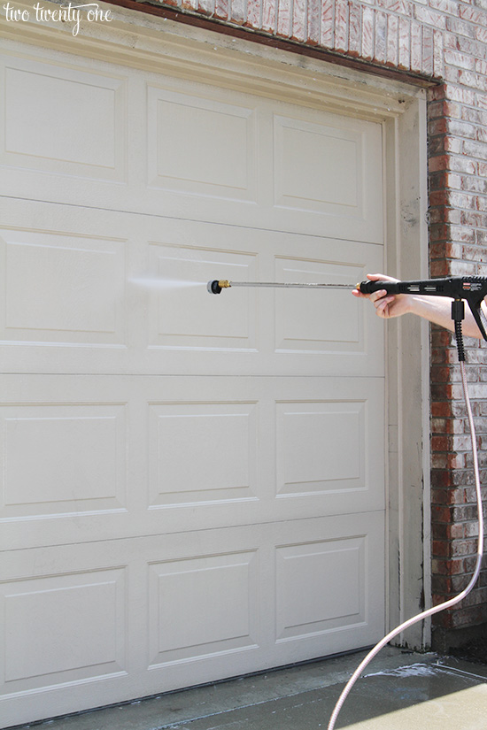 pressure washing garage door