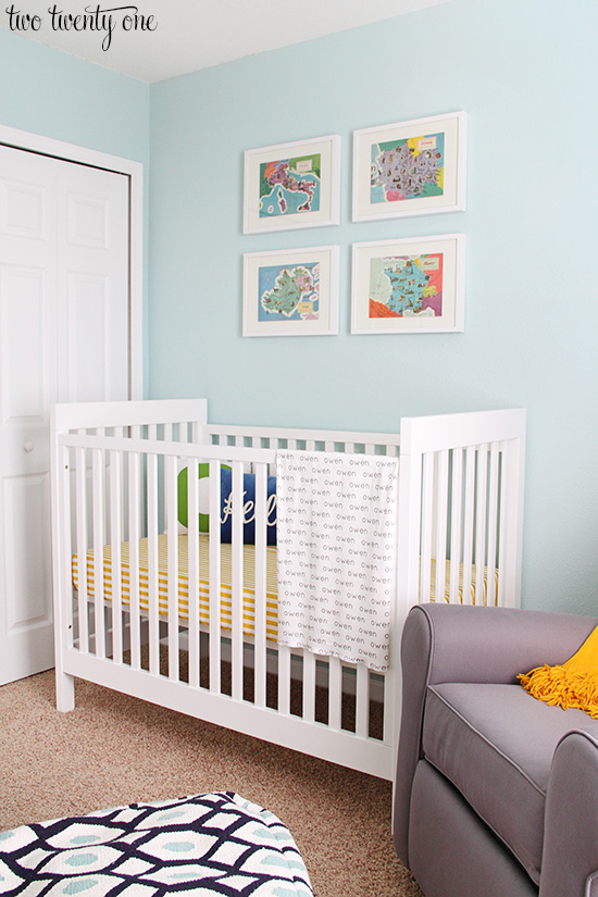 sherwin williams tidewater paint with white crib in nursery