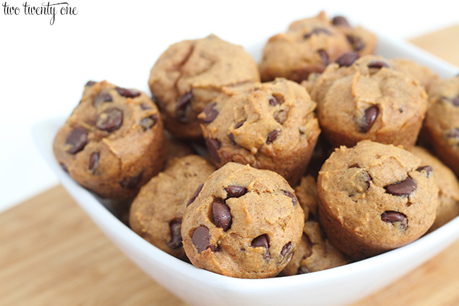 Mini Pumpkin Chocolate Chip Muffins