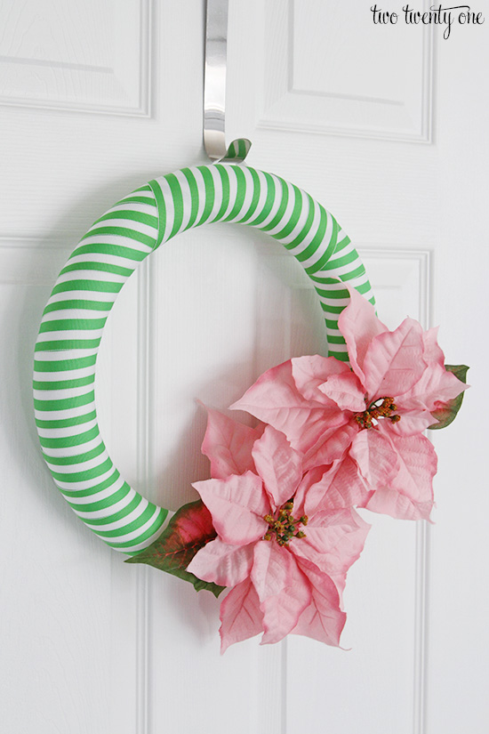 green and pink holiday wreath