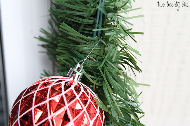 attaching ornament to garland