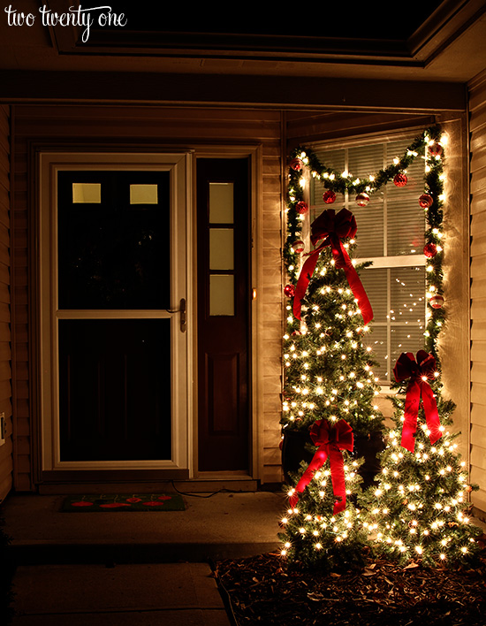 christmas front porch at night