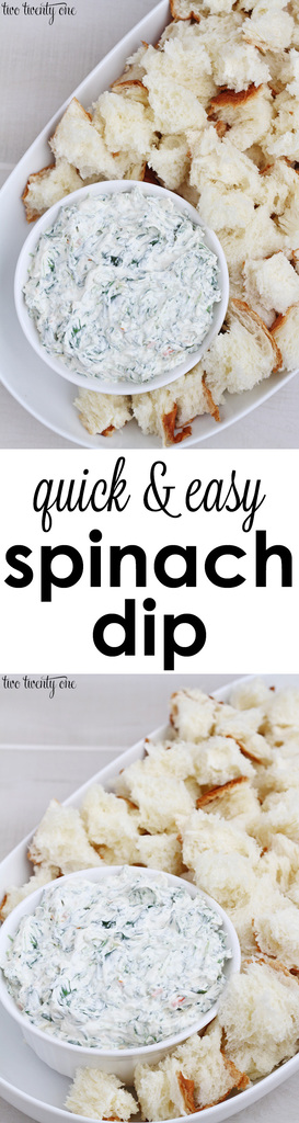 Quick and easy spinach dip recipe! Only 5 ingredients!