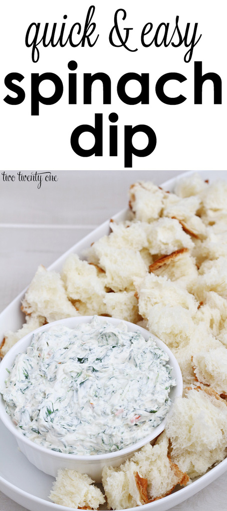 Quick and easy spinach dip recipe! Only 5 ingredients!