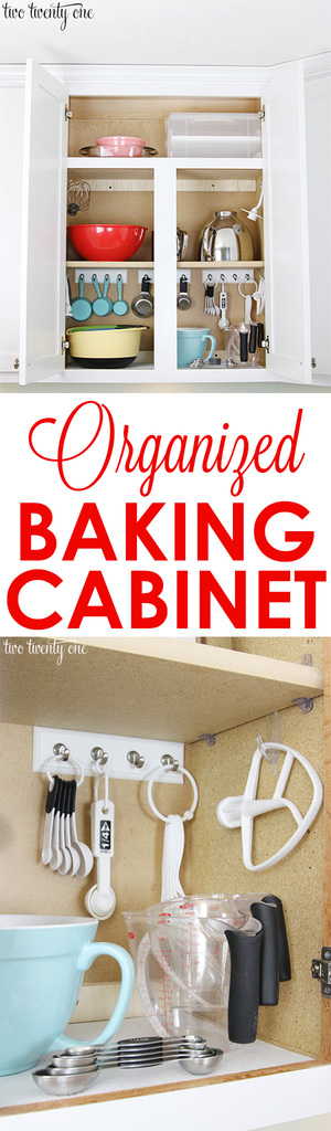 Organized baking cabinet! Great ideas to maximize cabinet space!