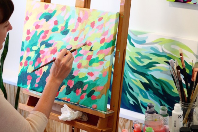 Michelle Schneider at work in her studio