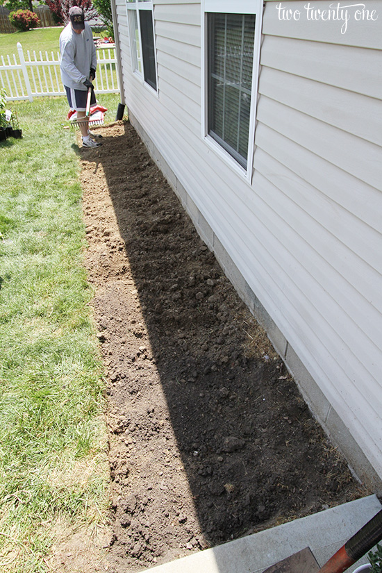 putting in flowerbed