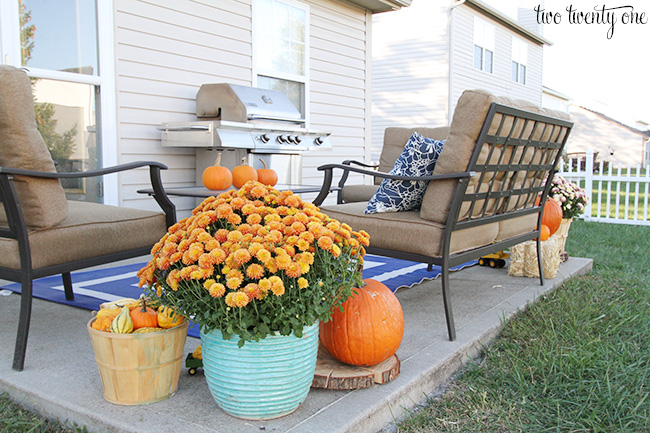 back porch decorated for fall