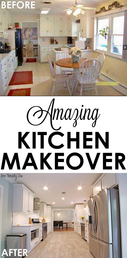 Amazing white kitchen makeover! From old and dated to modern and bright!