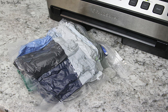 clothes in foodsaver bags