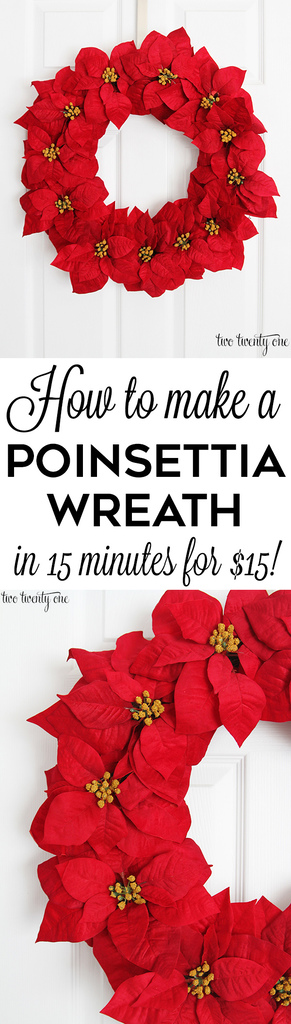 How to make a poinsettia wreath! Only $15 and done in 15 minutes!