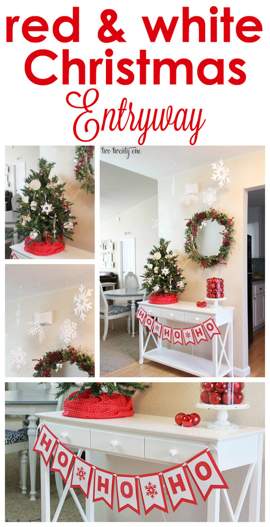 Red and white Christmas entryway!