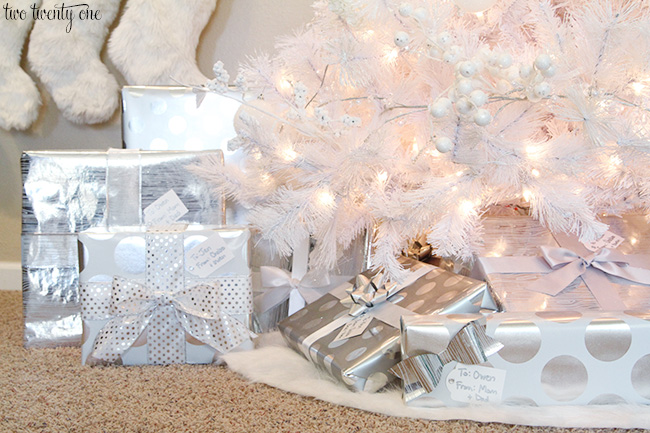 silver and white christmas gifts