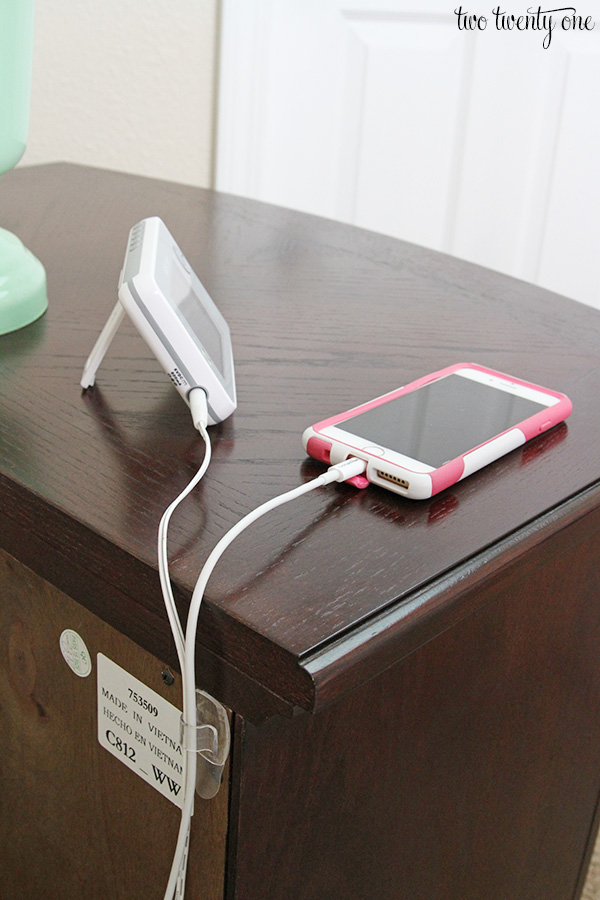 How to organize and hide bedside cords with one simple trick!